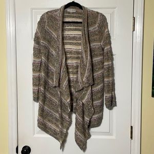 Knox Rose Tan, Pink, Cream, and Grey Cardigan, Size Medium